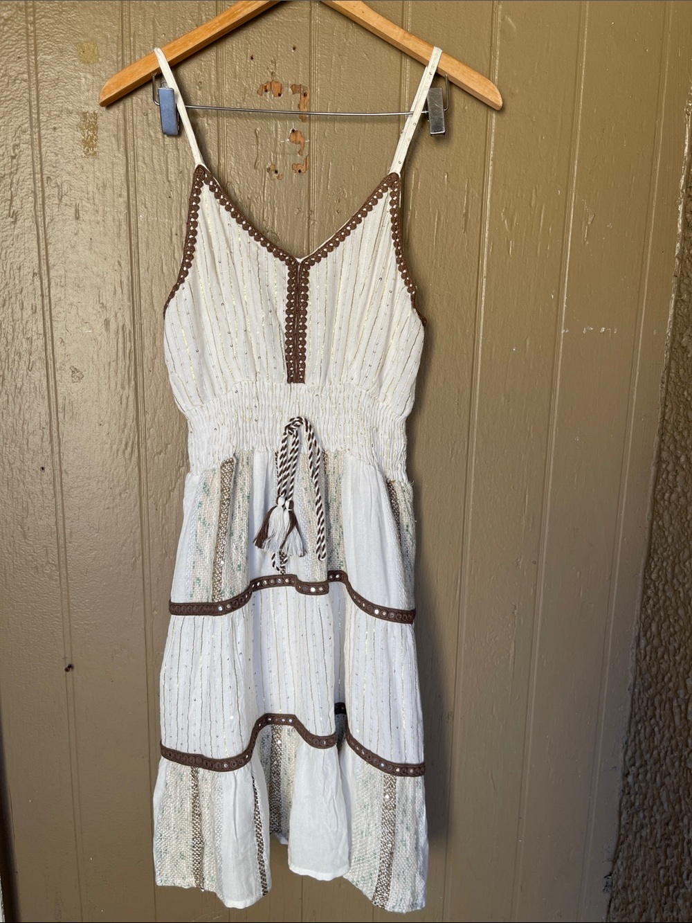 Ananta Sleveless Boho dress in off white Size L